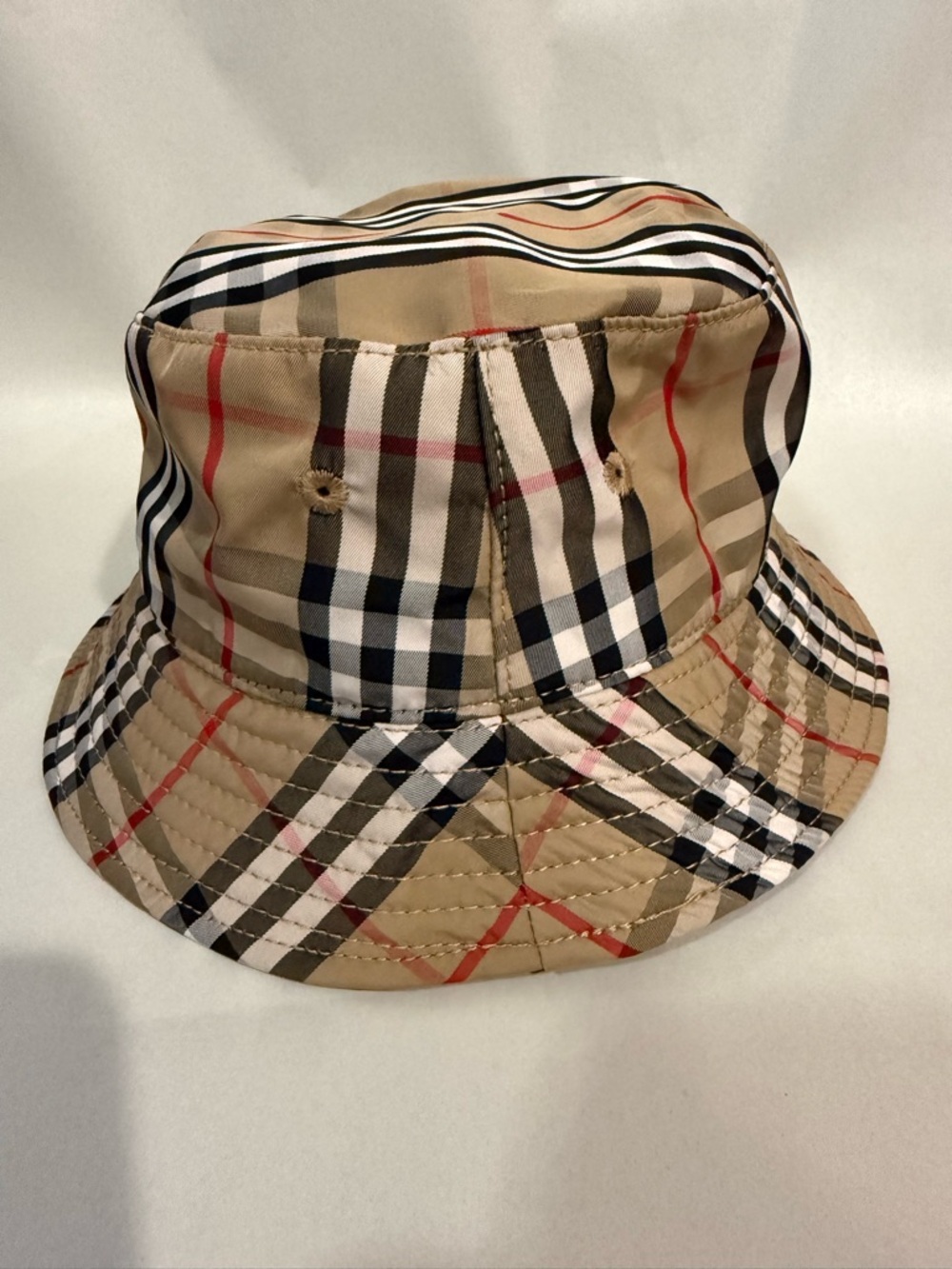 Burberry Technical Cotton Vintage Check Bucket Hat in Archive Beige Size O/S - Picture 4 of 5